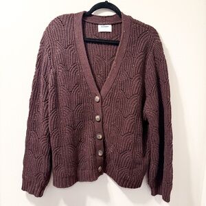 Old Navy Brown Cardigan Sweater Chunky Knit